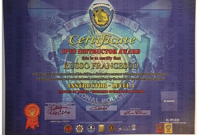 IPTS Instructor Award, Instructor Level 1, Napoli 2010
