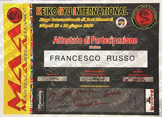 Attestato di partecipazione a stage di formazione