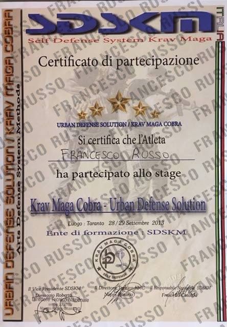 Attestato di partecipazione a stage di formazione