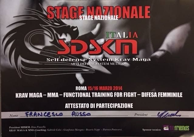 Attestato di partecipazione a stage di formazione