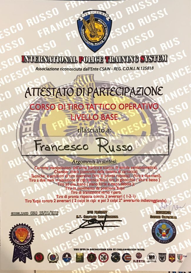 Attestato di partecipazione a stage di formazione