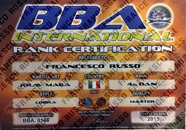 BBA International Rank Certification, 4th Dan Krav Maga