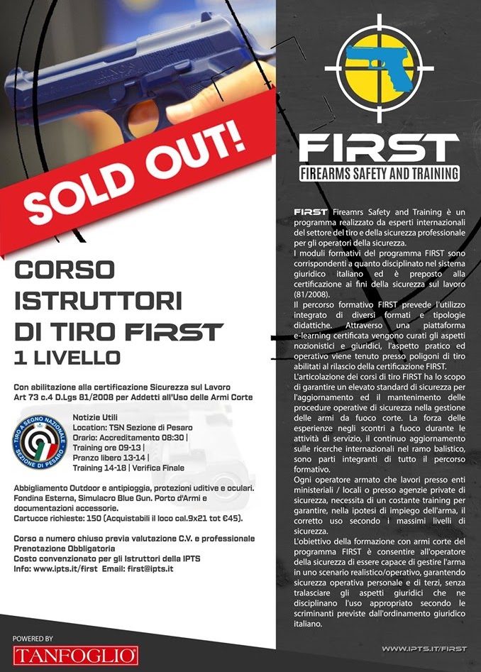Corso Istruttori di Tiro FIRST 1° livello